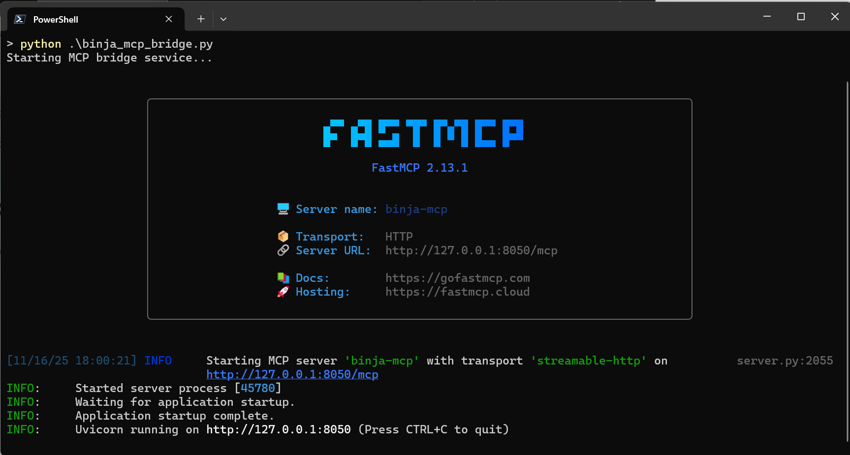 FastMCP bridge running