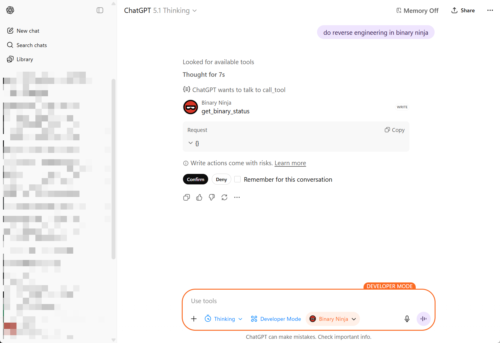Tool permission prompt in ChatGPT desktop